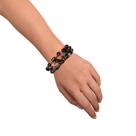 BRACCIALE NIVY IN PIETRE E TRE FILI - MINERVA BARP0597#G