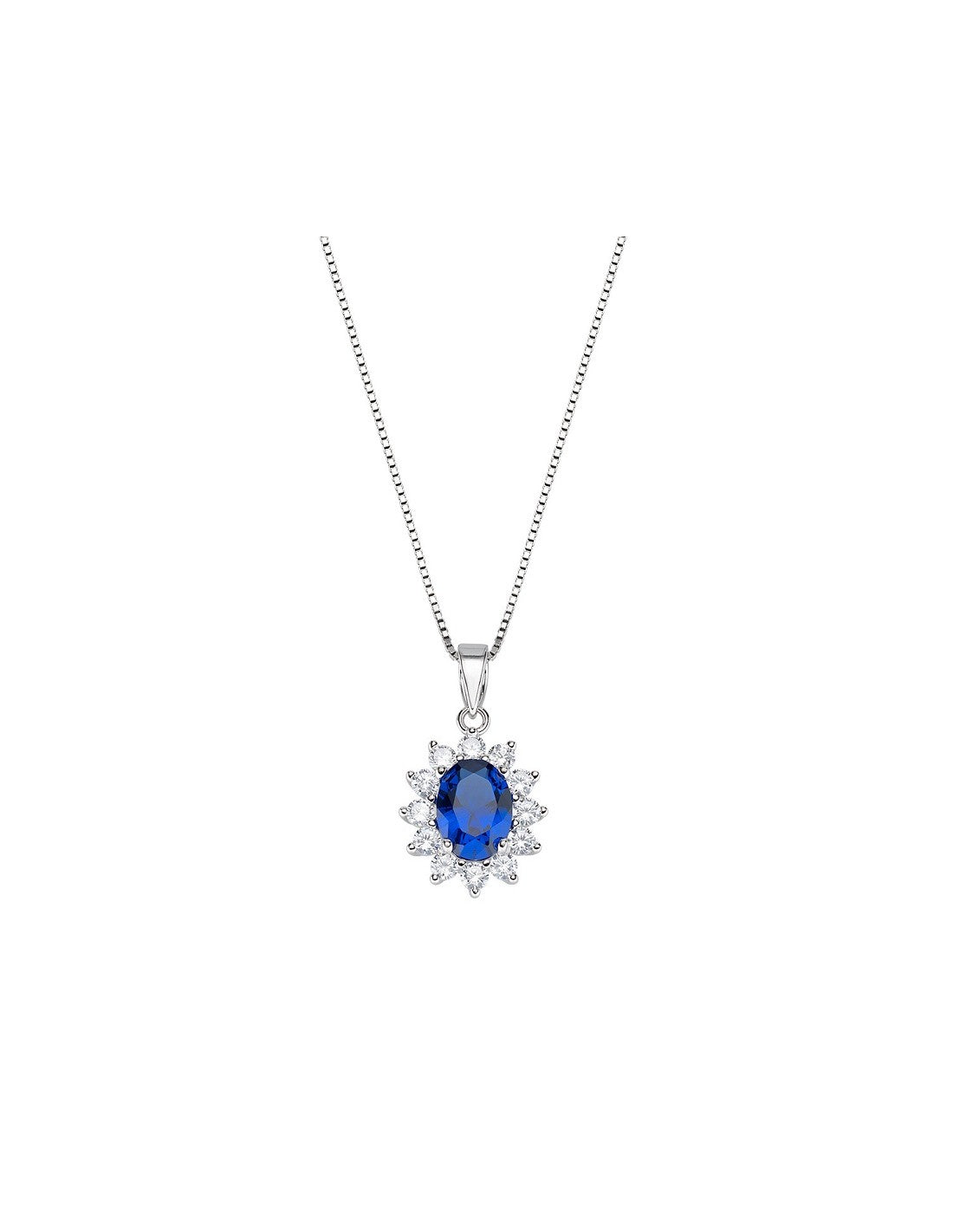 Collana argento Lady pietra blu e pietre bianche