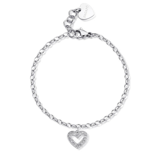 Bracciale HAPPY in acciaio, cuore e cristalli