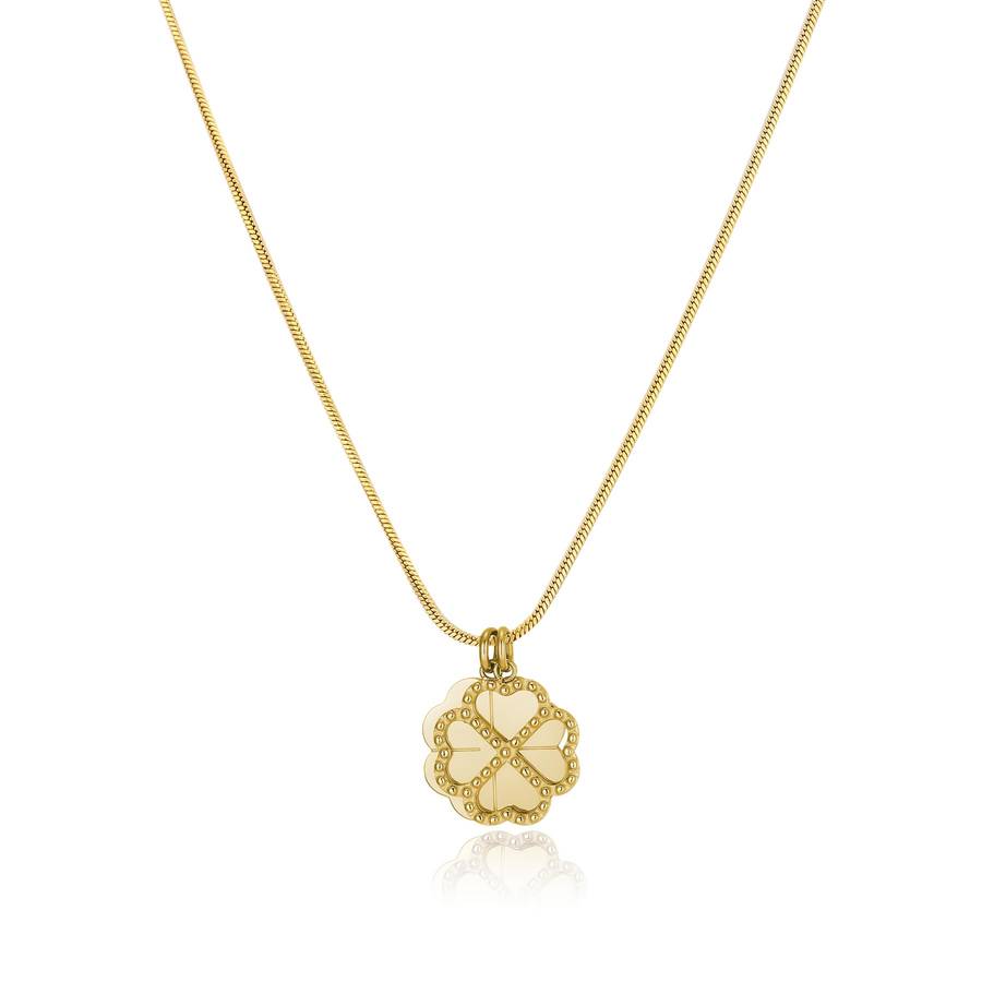 Collana MESSAGE in acciaio pvd oro e quadrifogli