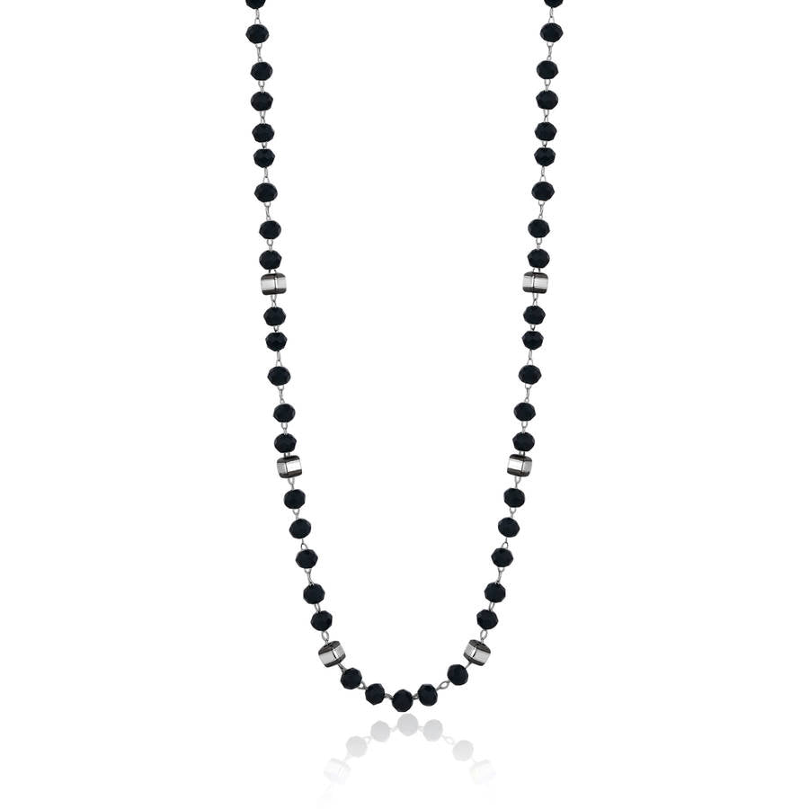 Collana SHRINE in acciaio e smalto nero esfere