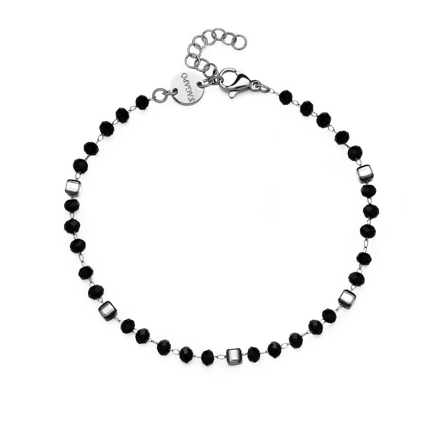 Bracciale SHRINE in acciaio, smalto nero e sfere
