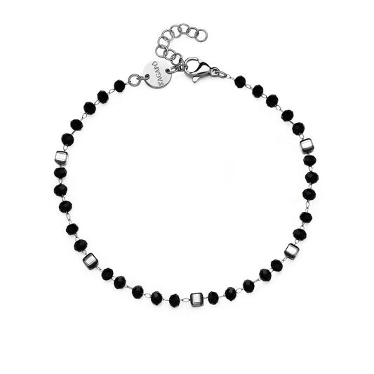 Bracciale SHRINE in acciaio, smalto nero e sfere