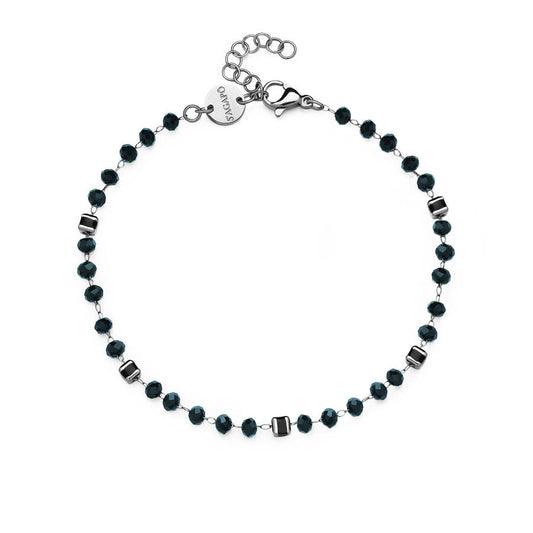 Bracciale SHRINE in acciaio, smalto nero e sfere , pvd gun