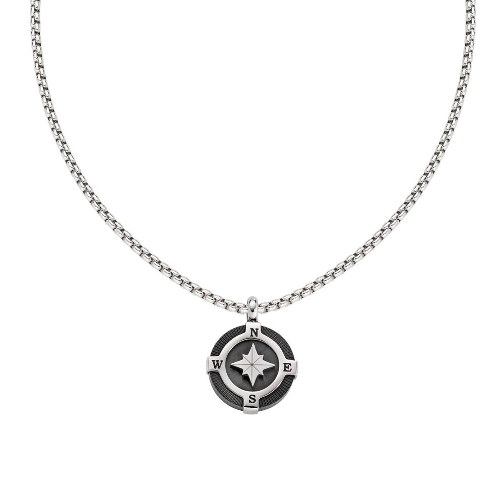 Collana Uomo Acciaio Ciondolo con Rosa Dei Venti