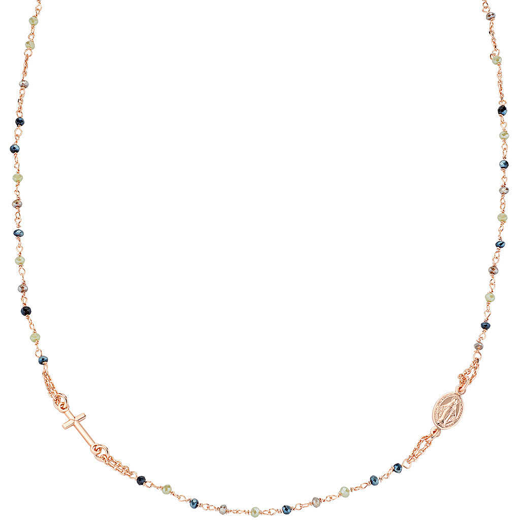 Rosario rosè argento sfere multicolor