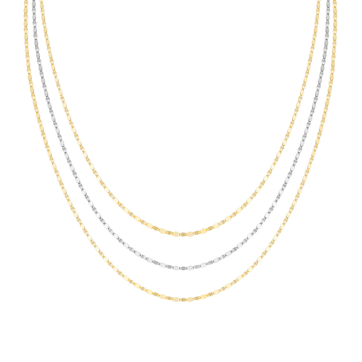 Collana argento multifilo piatta dorata