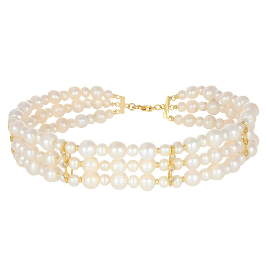 COLLANA NIVY CHOKER MULTISTRATO PERLE D'ACQUA DOLCE - NARA CARP1084#G