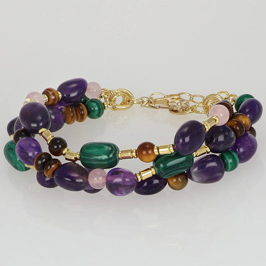 BRACCIALE NIVY IN PIETRE E TRE FILI - MINERVA BARP0597#G