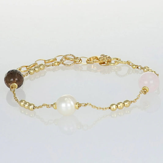 BRACCIALE NIVY QUARZO FUME' ROSA PERLE - GLENDA BRP0705#G