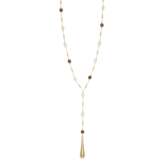 COLLANA NIVY QUARZO ROSA, PERLE GLENDA CARP1074#G