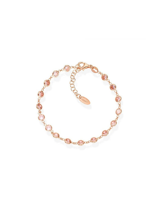 Bracciale Tennis argento rosè con cristalli rosa