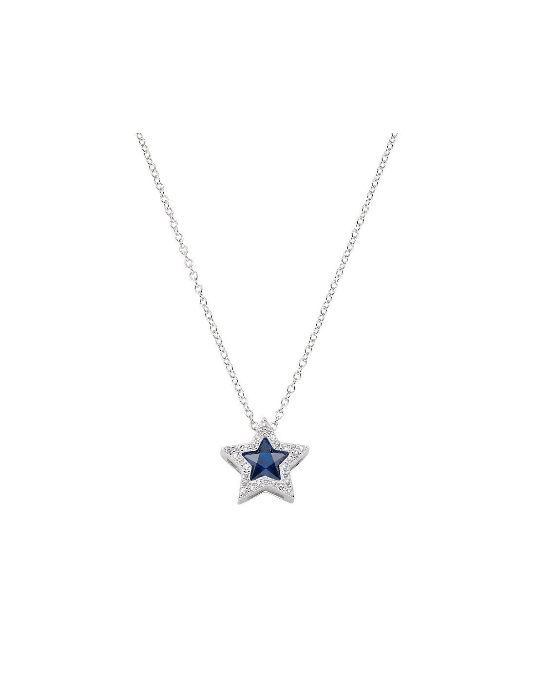 Collana argento Stella con pietra blu e bianche