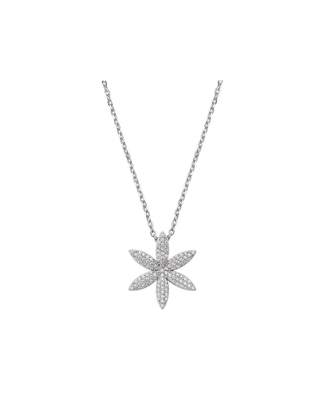 Collana argento fiore della vita con pietre bianche