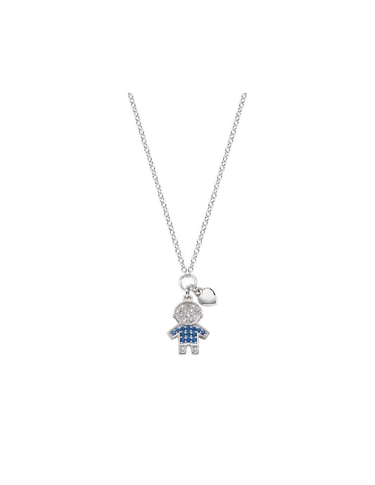 Collana argento Bimbo con pietre bianche e blu