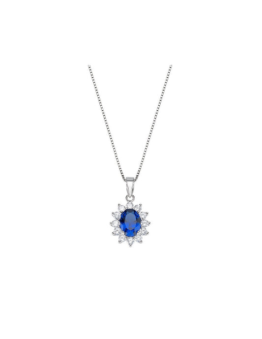 Collana argento Lady pietra blu e pietre bianche