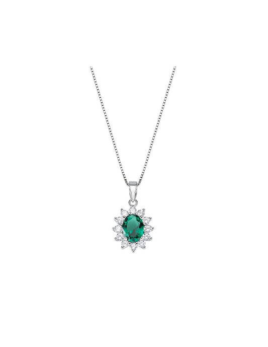 Collana argento Lady pietra verde pietre bianche