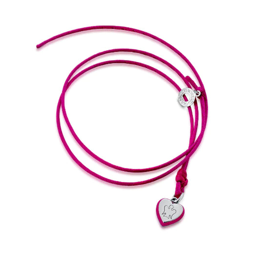 COLLANA CON CIONDOLO CUORE SMALTATO FUCSIA