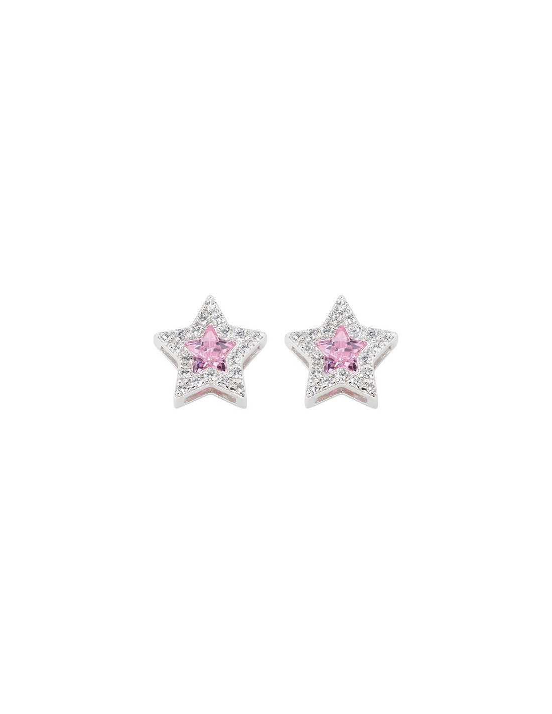 Orecchini stella con pietra rosa e bianche collezione coccole