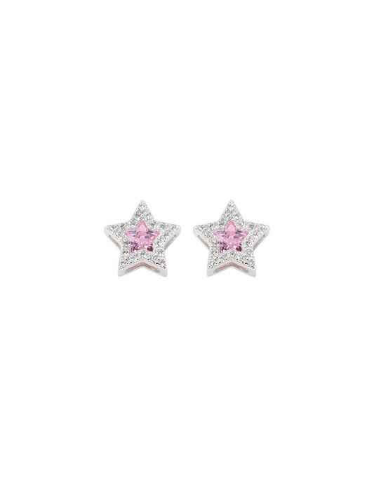 Orecchini stella con pietra rosa e bianche collezione coccole