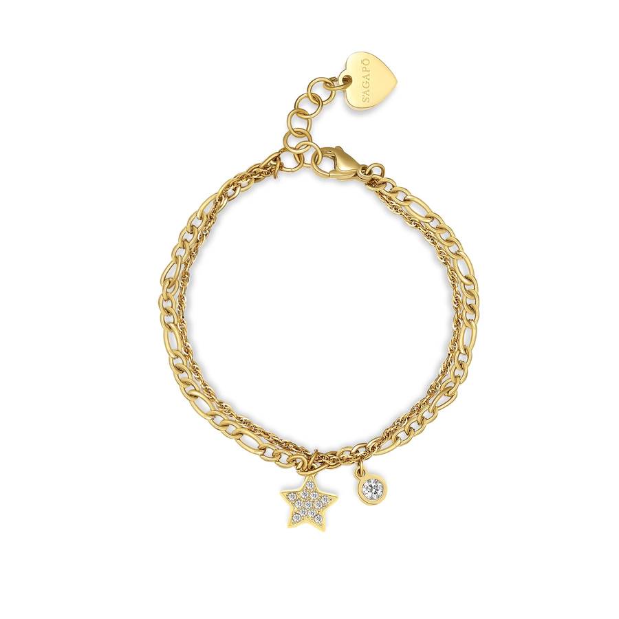 Bracciale AURORA in acciaio, pvd oro, doppia catena