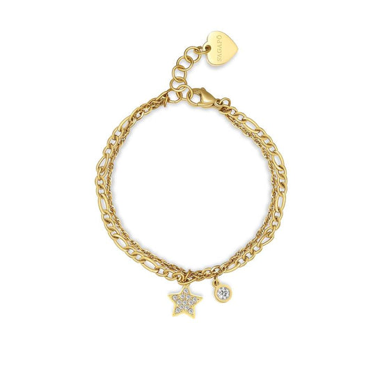Bracciale AURORA in acciaio, pvd oro, doppia catena
