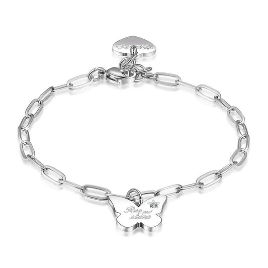Bracciale BE MY ALWAYS in acciaio con farfalla