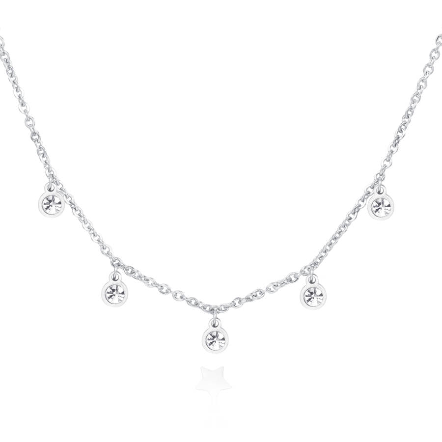 Collana LUCE in acciaio con cristalli bianchi