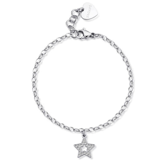 Bracciale HAPPY in acciaio, cuore e cristalli