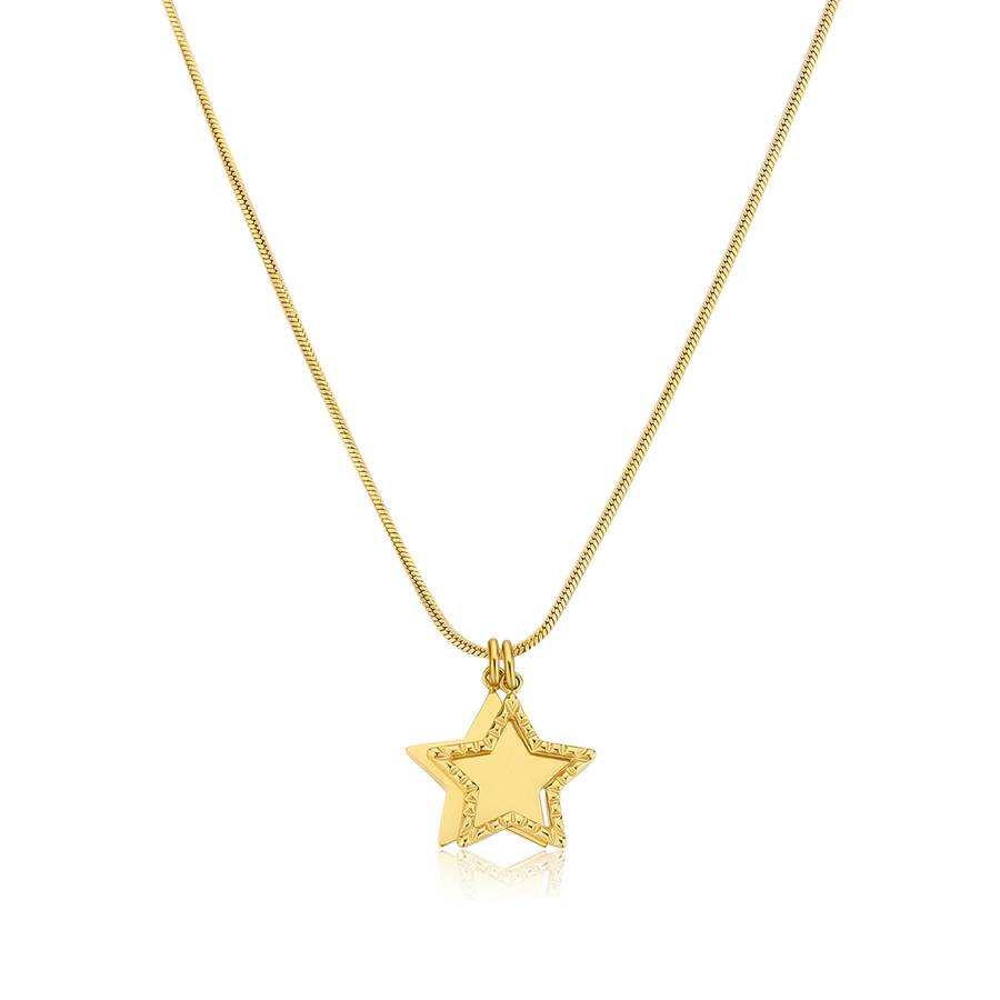 Collana MESSAGE in acciaio, pvd oro e stelle