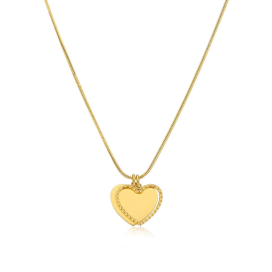 Collana MESSAGE in acciaio, pvd oro e cuori