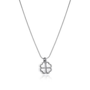 Collana MESSAGE in acciaio e quadrifogli