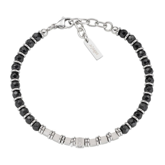 Bracciale Uomo Acciaio Elementi Neri e Acciaio