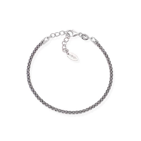 Bracciale Tennis argento con cristalli neri