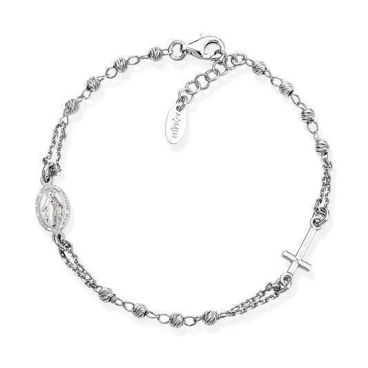 Bracciale rosario argento con grani argento