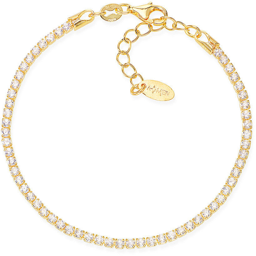 Bracciale Tennis argento colore oro con cristalli bianchi