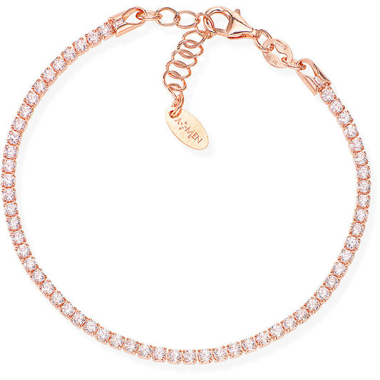 Bracciale Tennis argento rosè con cristalli bianchi