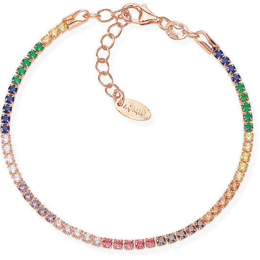 Bracciale Tennis argento rosè con cristalli