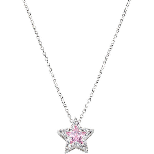 Collana argento con stella con pietra rosa e bianche