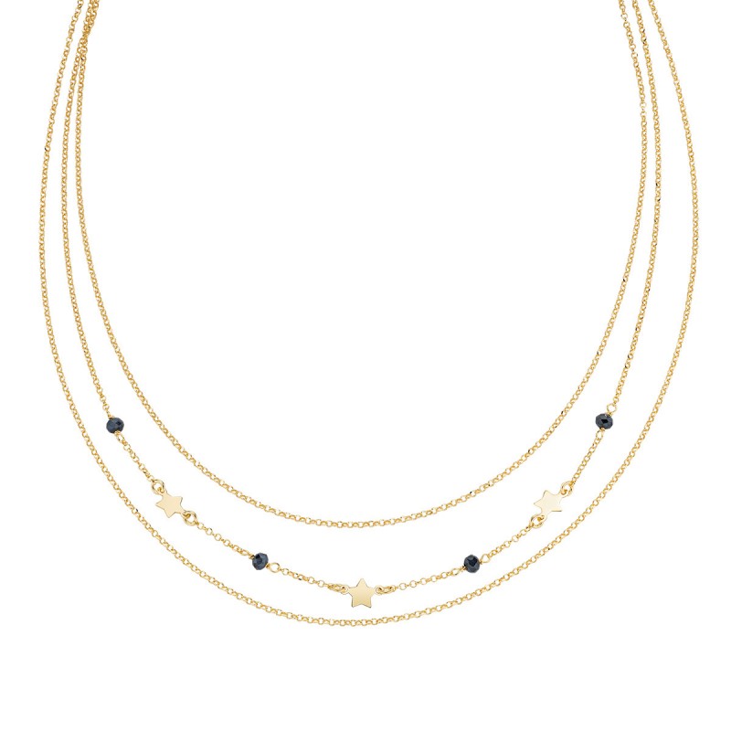 Collana Multifilo Dorato Stelle E Cristalli